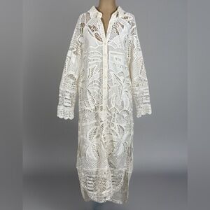 NWT Farm Rio Guipure Boho Festival Shirt Dress Women’s Size Large